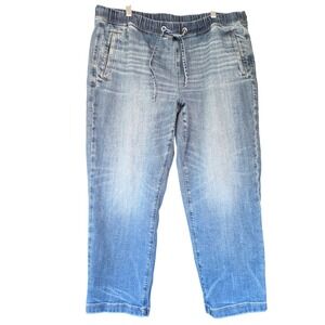 J Jill Relaxed Tie Waist Crop Jeans Women's Large Light Wash Coastal Casual